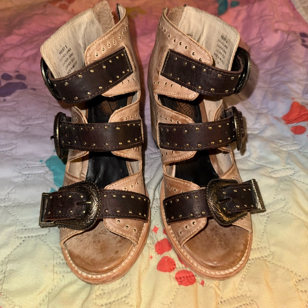 Freebird Brown Leather Sandals with Buckles
